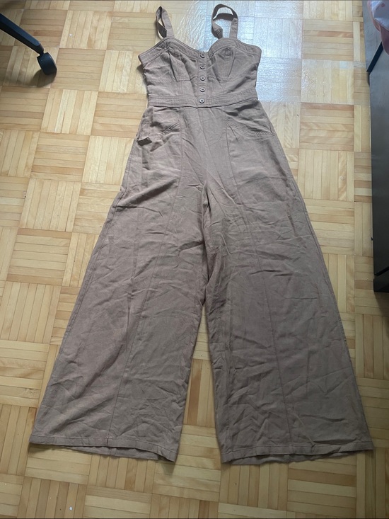 Jessica Simpson Pants - Women's Brown Wide-Leg Button Bodice Jumpsuit
